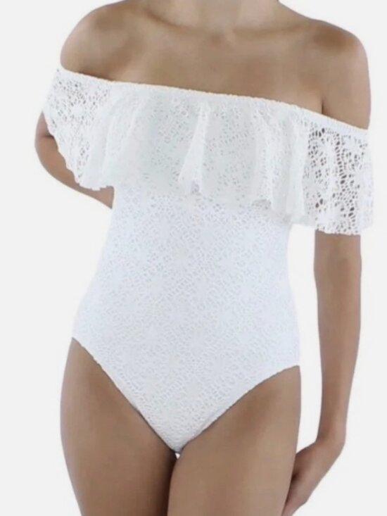 Ralph Lauren Other - NWT! Ralph Lauren White Lace Crochet Off Shoulder One Piece Swimsuit NEW!